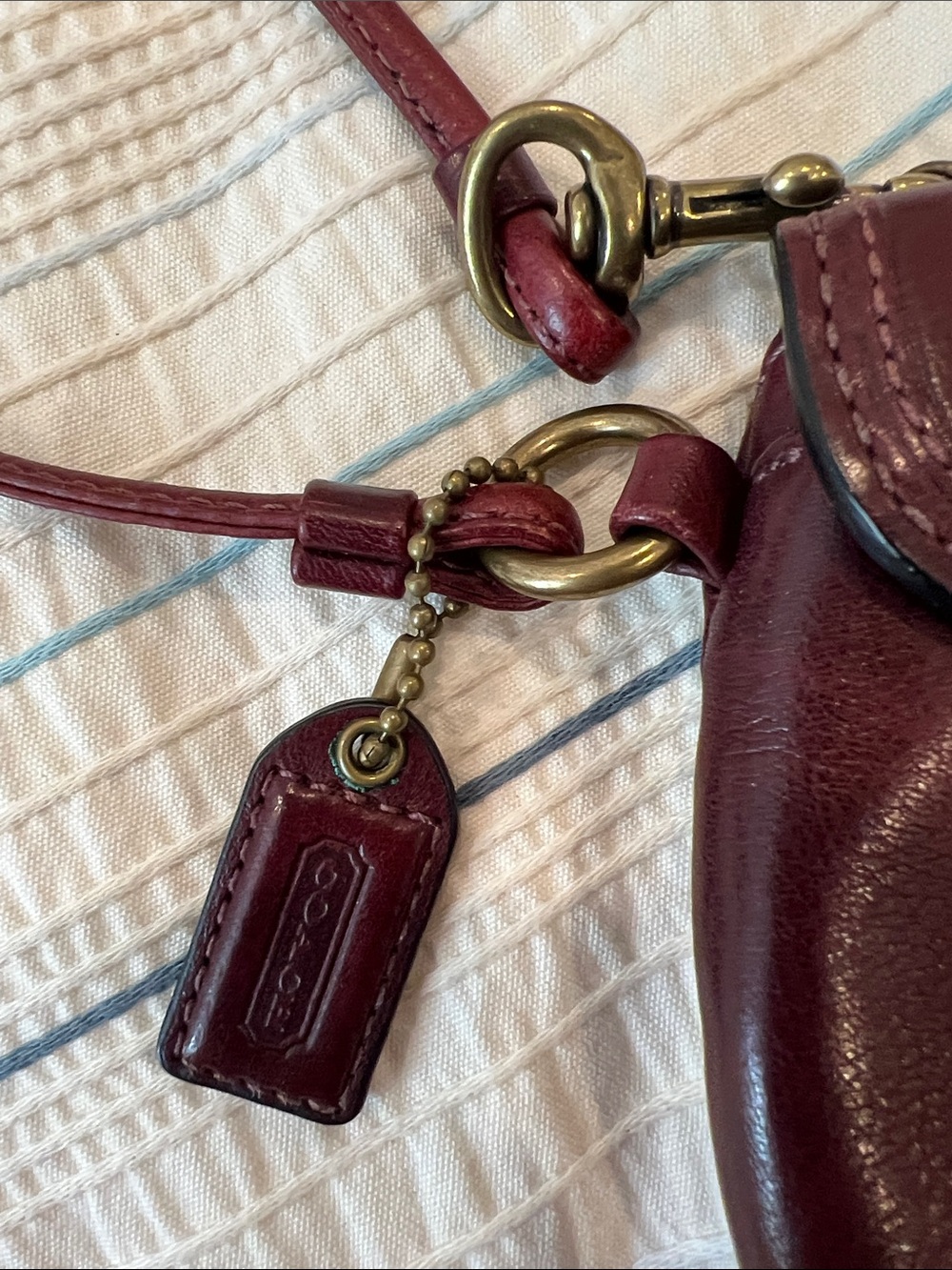 Coach Maroon Leather Wristlet with Brass Buckle - Picture 3 of 11
